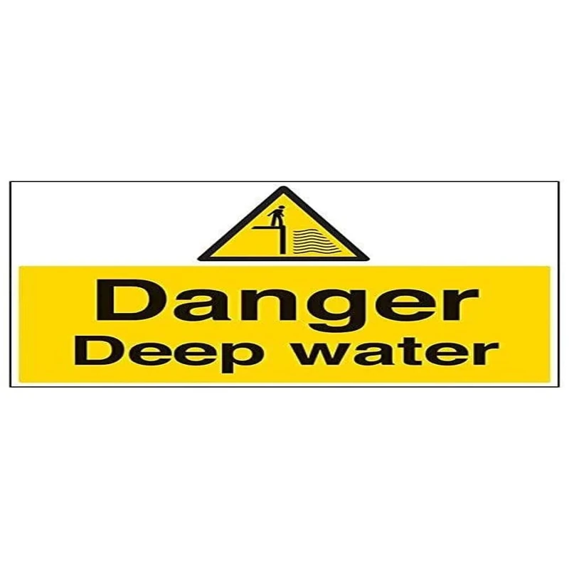 Vsafety 66016BR-R'Danger Deep Water' Sign, Landscape, 600 mm x 450 mm (Pack of 3)