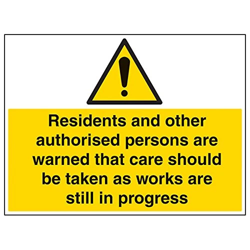 V Safety 67023BR-R'Work In Progress/Care Should Be Taken' Sign, 600 mm x 450 mm (Pack of 3)
