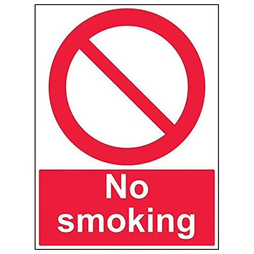 Vsafety 57034BL-R'No Smoking' Sign, Portrait, 450 mm x 600 mm (Pack of 3)