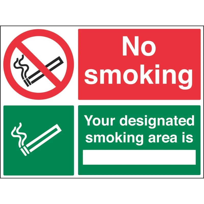 V Safety 57040BR-R'No Smoking/Your Designated Smoking Area' Sign, 600 mm x 450 mm (Pack of 3)