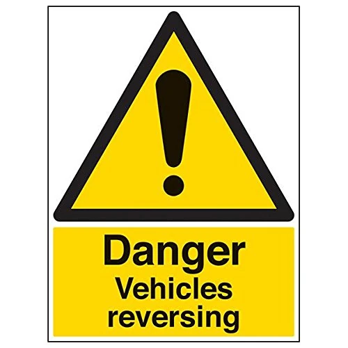 V Safety 64009BL-R'Danger Vehicles Reversing' Sign, Portrait, 450 mm x 600 mm (Pack of 3)