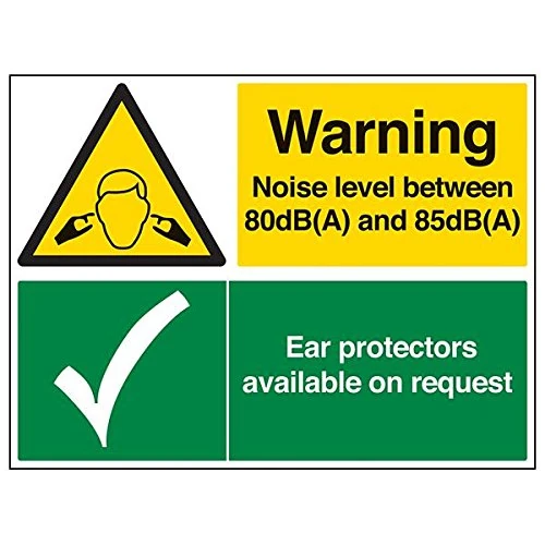 V Safety 65056BR-R "Warning Ear Protectors Available on…" Sign, 600 mm x 450 mm (Pack of 3)