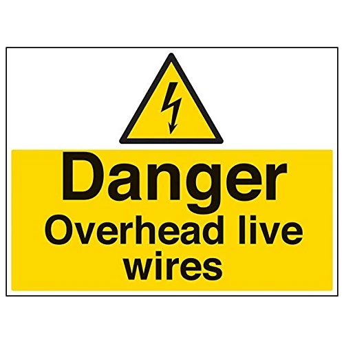 V Safety 67047BR-R'Danger Overhead Live Wires' Sign, Landscape, 600 mm x 450 mm (Pack of 3)