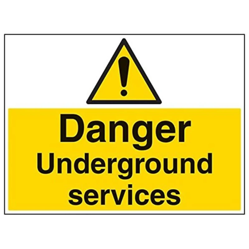 Vsafety 67018BR-R'Danger Underground Services' Sign, Landscape, 600 mm x 450 mm (Pack of 3)