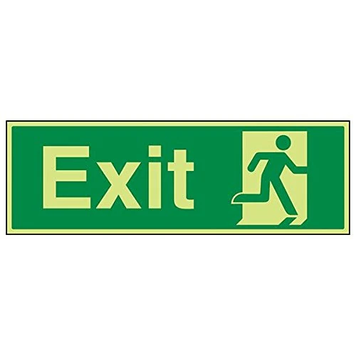 V Safety 21009BP-G'Final Exit Man Right' Sign, Landscape, 600 mm x 200 mm (Pack of 3)