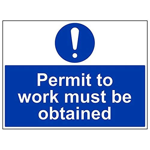 V Safety 42020BR-R'Permit To Work Must Be Obtained' Sign, 600 mm x 450 mm (Pack of 3)