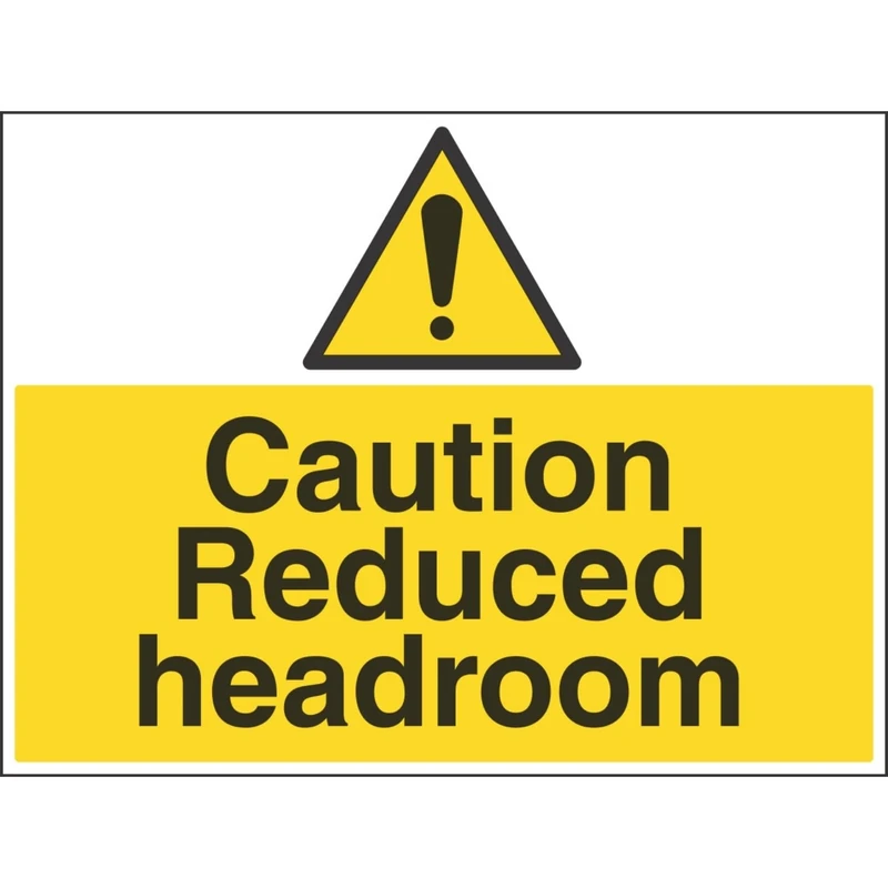 Vsafety 67038BR-R'Caution Reduced Headroom' Sign, Landscape, 600 mm x 450 mm (Pack of 3)