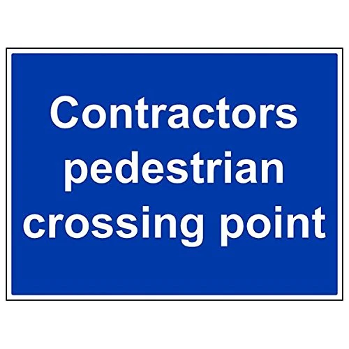 Vsafety 43050BR-R'Contractors Pedestrian Crossing Point' Sign, 600 mm x 450 mm (Pack of 3)