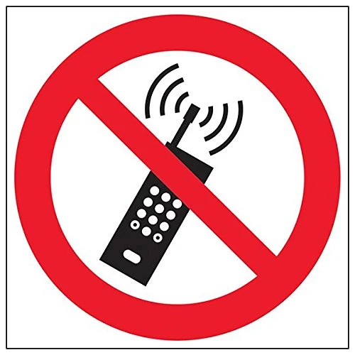 V Safety 51006BG-R'No Mobile Phones Logo' Sign, Square, 400 mm x 400 mm (Pack of 3) - Image 1