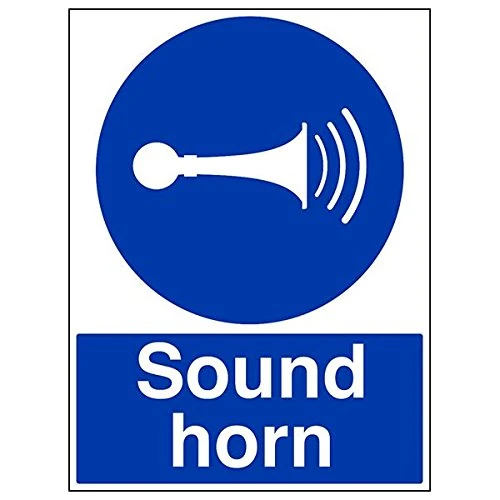 V Safety 43010BL-R'Sound Your Horn' Sign, Portrait, 450 mm x 600 mm (Pack of 3)