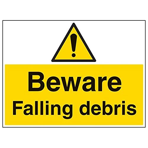 Vsafety 67009BR-R'Beware Falling Debris' Sign, Landscape, 600 mm x 450 mm (Pack of 3)