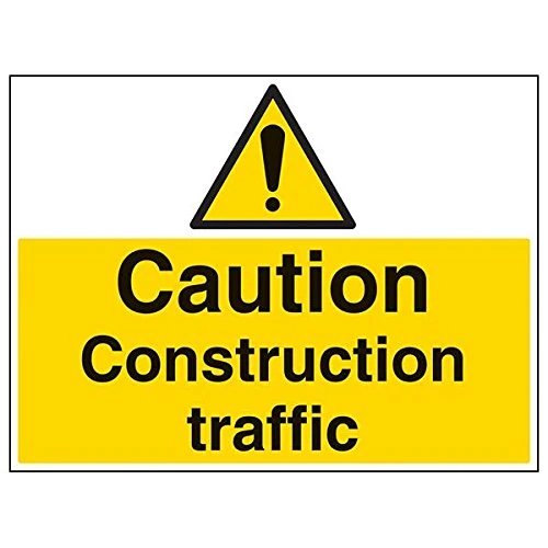 Vsafety 67024BR-R'Caution Construction Traffic' Sign, Landscape, 600 mm x 450 mm (Pack of 3)