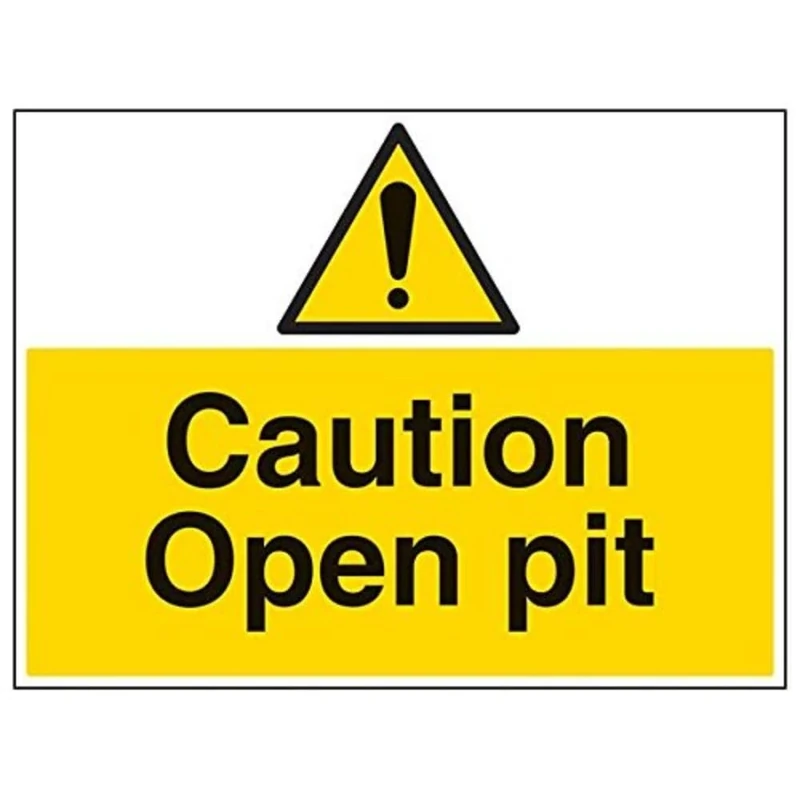 Vsafety 67039BR-R'Caution Open Pit' Sign, Landscape, 600 mm x 450 mm (Pack of 3)