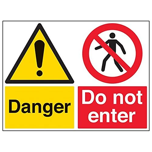 V Safety 67059BR-R'Danger/Do Not Enter' Sign, Landscape, 600 mm x 450 mm (Pack of 3)