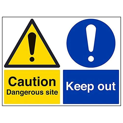 Vsafety 67066BR-R'Caution Dangerous Site/Keep Out' Sign, 600 mm x 450 mm (Pack of 3)