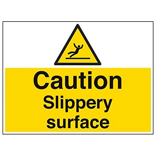 V Safety 67068BR-R'Caution Slippery Surface' Sign, Landscape, 600 mm x 450 mm (Pack of 3)