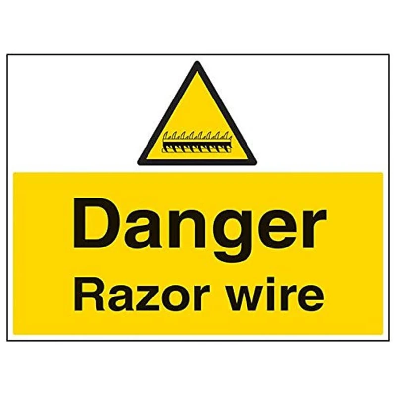 V Safety 63040BR-R'Danger Razor Wire' Sign, Landscape, 600 mm x 450 mm (Pack of 3)