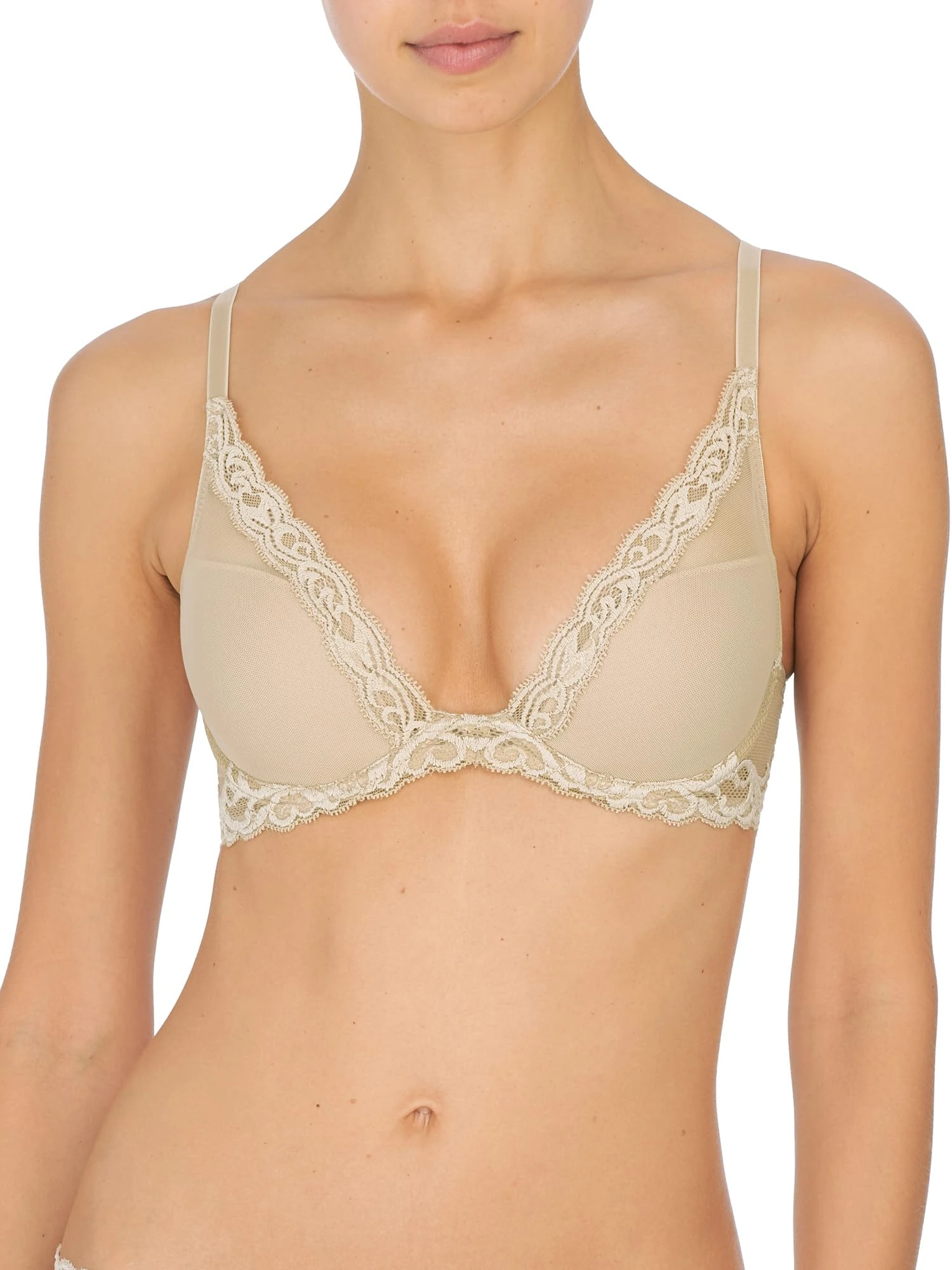 Natori Women Feathers Lace Plunge T-Shirt Bra, Cosmetic, 36C