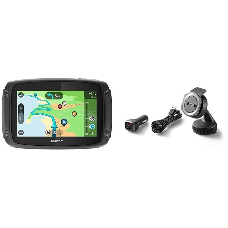 TomTom Motorcycle Sat Nav Rider 500, 4.3 Inch with Car Mount for TomTom Rider Motorcycle Navigation