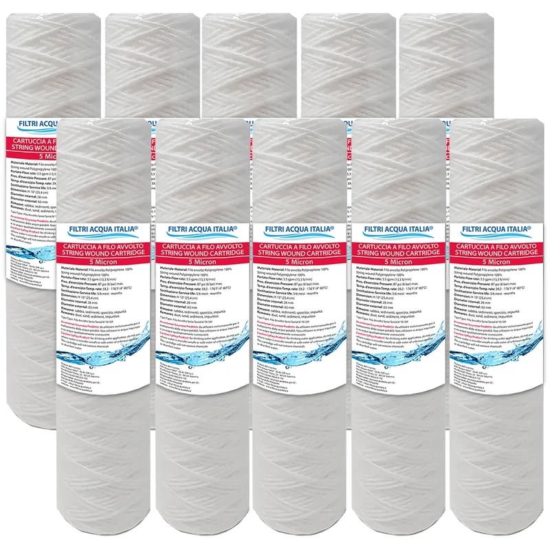 Water Filter Cartridge Wire Wrapped 10 Inches Micron 5 Set of 10 Pieces
