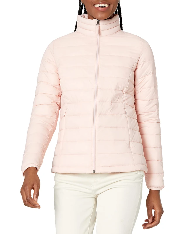Amazon Essentials Women's Lightweight long-sleeved, water-resistant, packable puffer jacket (available in plus size), Rose, M