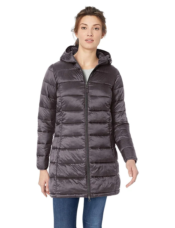 Amazon Essentials Women's Lightweight Water-Resistant Packable Hooded Puffer Coat (Available in Plus Size), Charcoal Heather, S