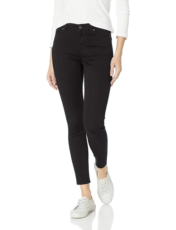 Amazon Essentials Mid-Rise Stretch Skinny Jeans - Black, 8 Short