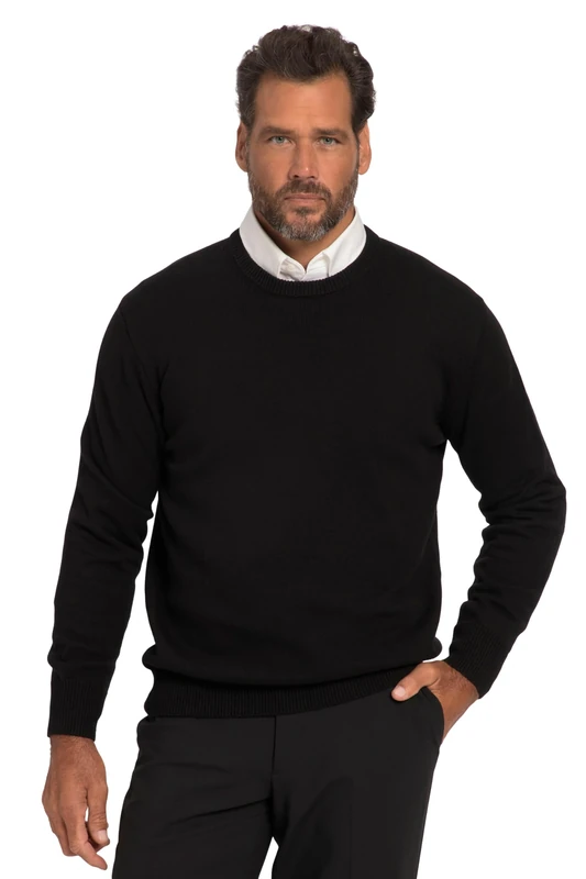 JP 1880 Men's Big & Tall Long Sleeve Knit Cotton Sweater Black XXXX-Large 708261 10-4XL - Image 1