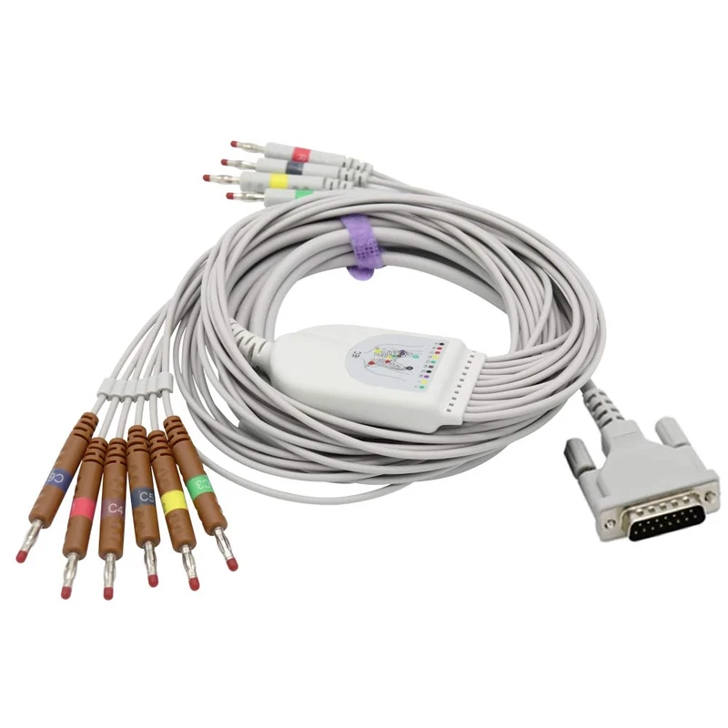 Compatible Schiller EKG Cable 10 Leads Wires IEC Banana 4.0mm European Standard Connector 15 Pins SK1214B - Image 1