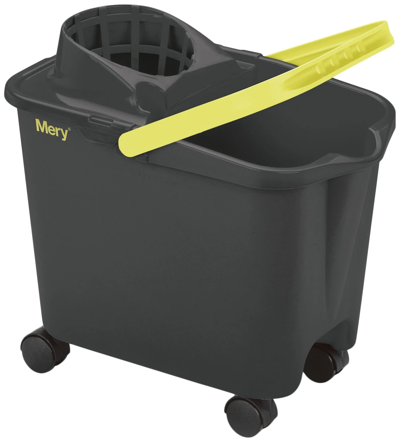 Mery | Mop Bucket | Swivel Wheels | Wide Drainer | Maximum Resistance | Grey | Capacity 14 Litres