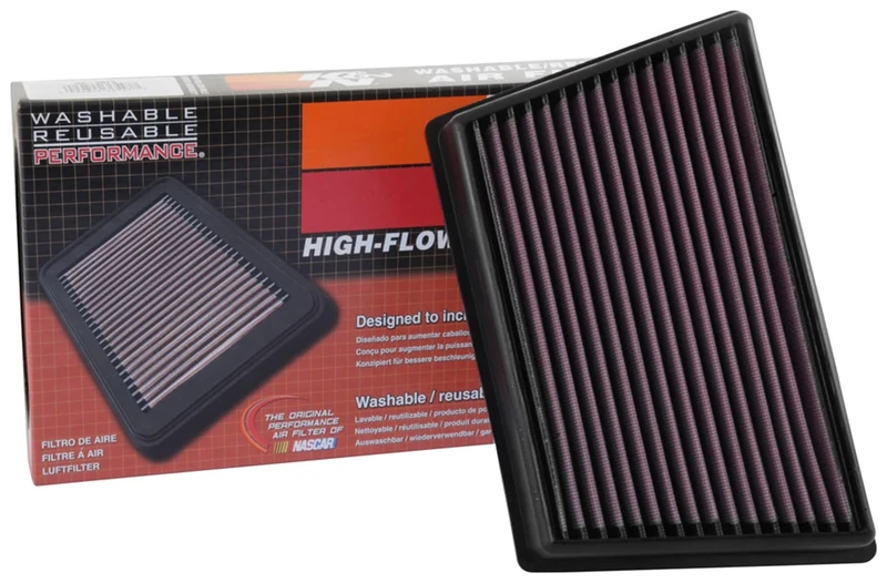 K&N Replacement air filter compatible with Land Rover Discovery Sport 2.0D 2015-/Range Rover Evoque 2.0D 2015-/Jaguar E-Pace 2.0 2017- (33-3073), Red