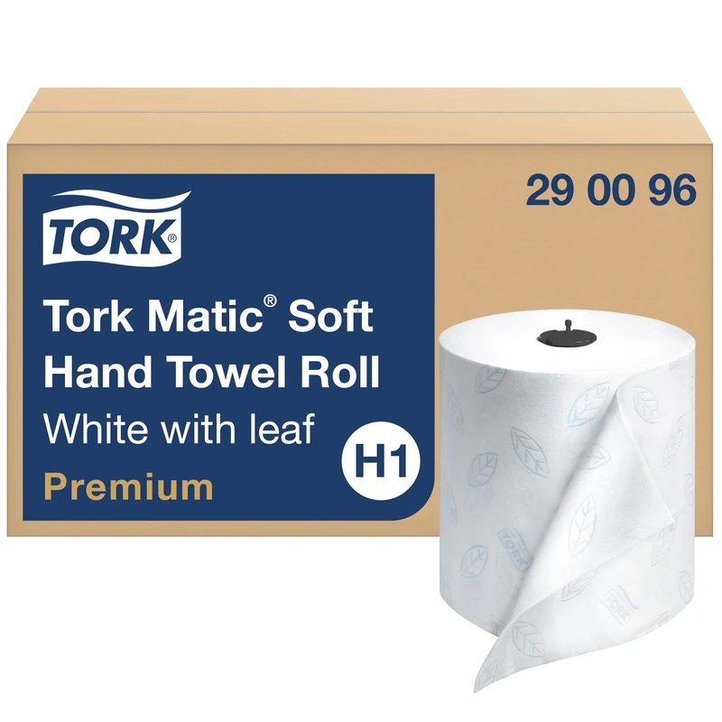 Tork Matic Premium Paper Towel Roll H1, Soft Paper Hand Towel 290096, Quick-Absorbing, Long-Lasting Thick 2-Ply, White - 6 Rolls x 525 ft