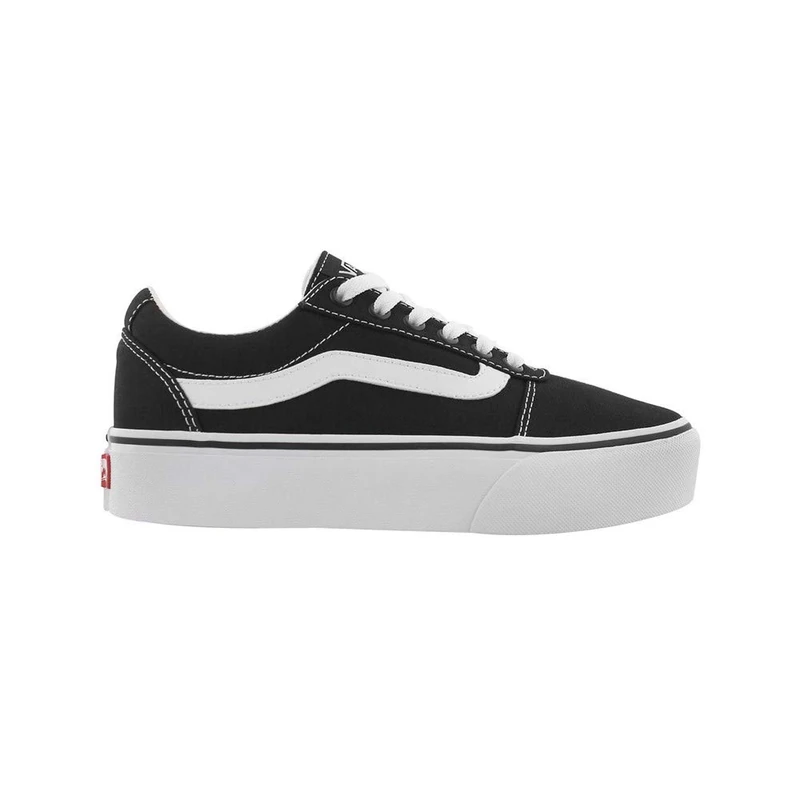Womens Vans Size 2.5, Platform Ward Sneaker, Black & White Suede Canvas Stack Lace Up Shoes, Low Top Ladies' Trainers, Lightweight Sports Shoes by Vans Active Wear Range (2.5 UK)