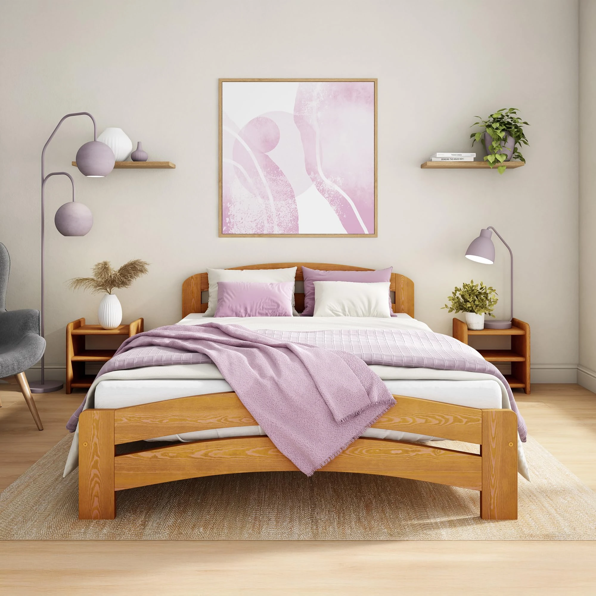 Nodax Super King Bed Frame – Solid Pine Wooden Bed Frames for Adults, F10 Easy Assemble Bed with Sturdy Slats & Extra Four Supportive Legs, Comfortable Bedroom Furniture | 6ft (Alder)