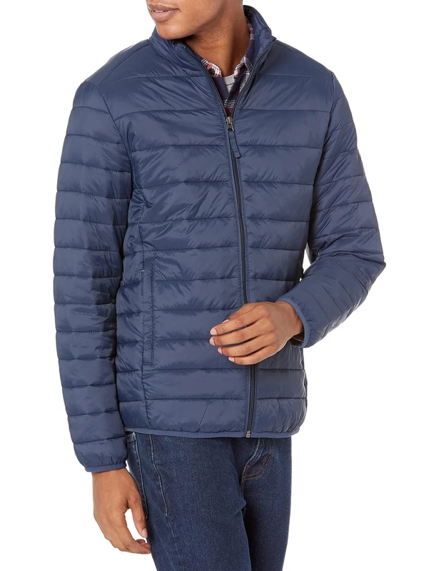 Amazon Essentials Men's Packable Lightweight Water-Resistant Puffer Jacket (Available in Big & Tall), Navy, XL
