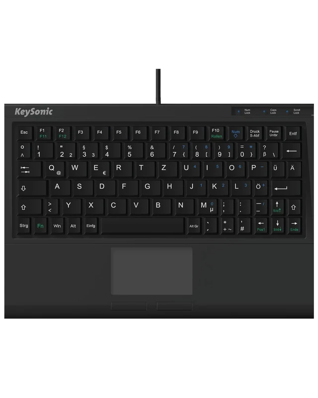 ICY BOX KeySonic Extra Mini Keyboard with Touchpad, USB Cable (2 m), Full Key Circumference, SoftSkin, ACK-3410 (DE)