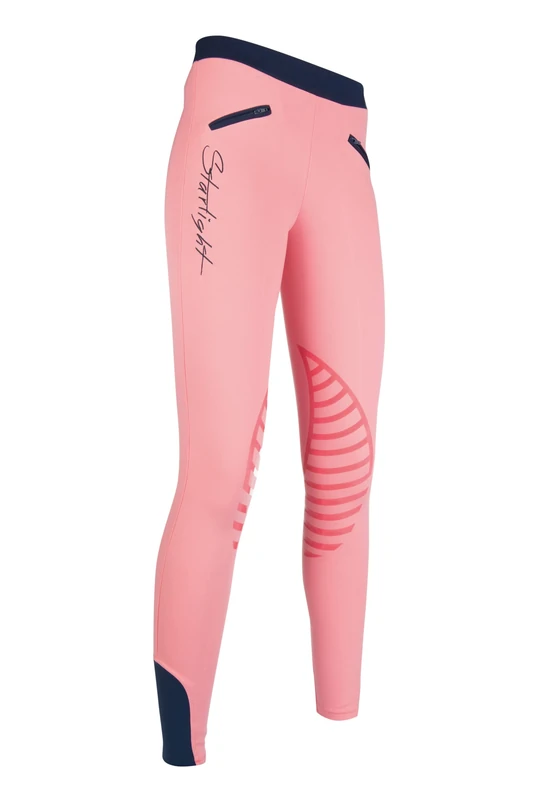 Hkm Unisex_Adult Reitleggings-Starlight-Silikon-Kniebesatz Leggings, Pink/Dark Blue, W44