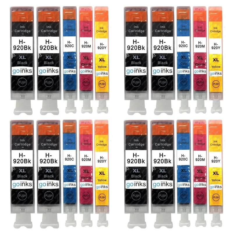 Go Inks 4 Set of 4 + Extra Black Ink Cartridges to replace HP 920 + Bk (XL Capacity) Compatible/non-OEM for HP Photosmart Printers (20 Inks)