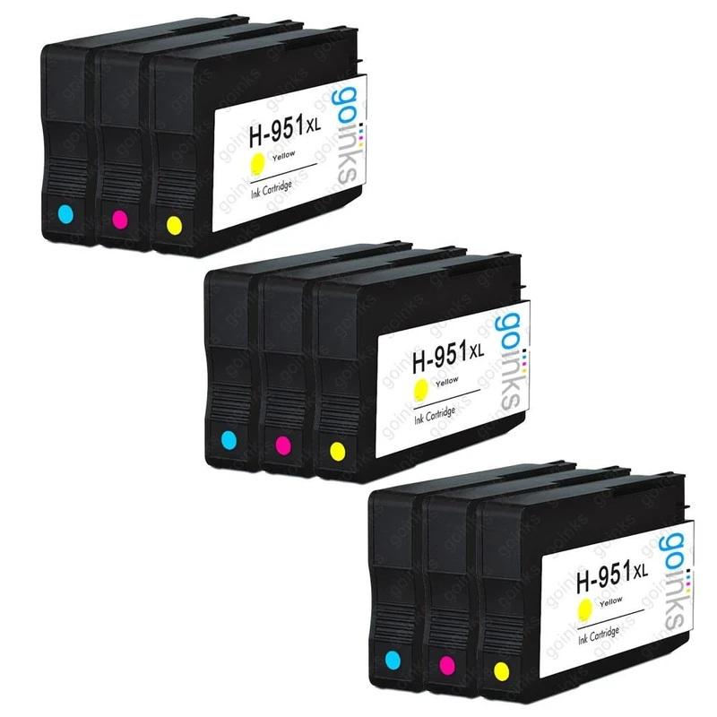 Go Inks 3 C/M/Y Set of 3 Ink Cartridges to replace HP 951 C/M/Y (XL Capacity) Compatible/non-OEM for HP Photosmart Printers (9 Inks)