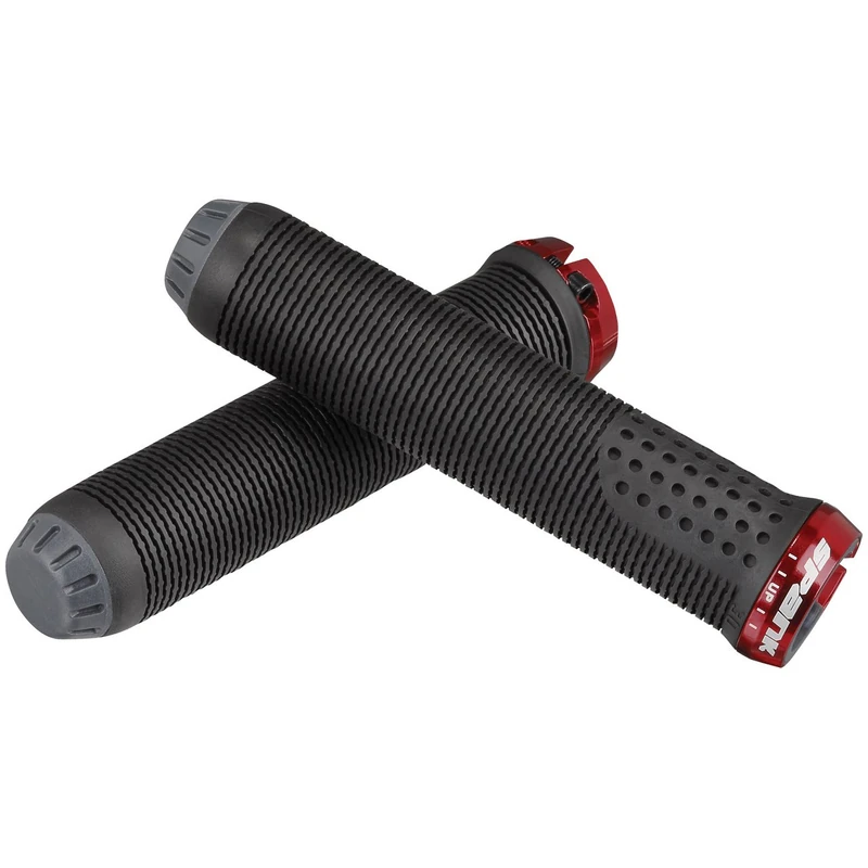 Spank Spike Grips 30 Unisex Adult Mountain Bike Grips, Black/Red - Image 1