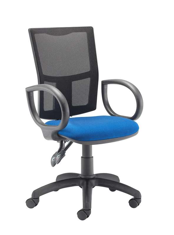 Office Hippo Mesh Back Desk Chair, Ergonomic Home & Office Chair With Height Adjustable Seat, Fixed Arms & Lumbar Support For Extra Comfort, Computer Chair For Daily Use - Royal Blue