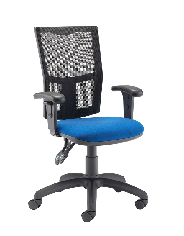 Office Hippo Mesh Back Desk Chair, Ergonomic Home & Office Chair With Height Adjustable Seat & Arms, Lumbar Support For Extra Comfort, Computer Chair For Daily Use - Royal Blue