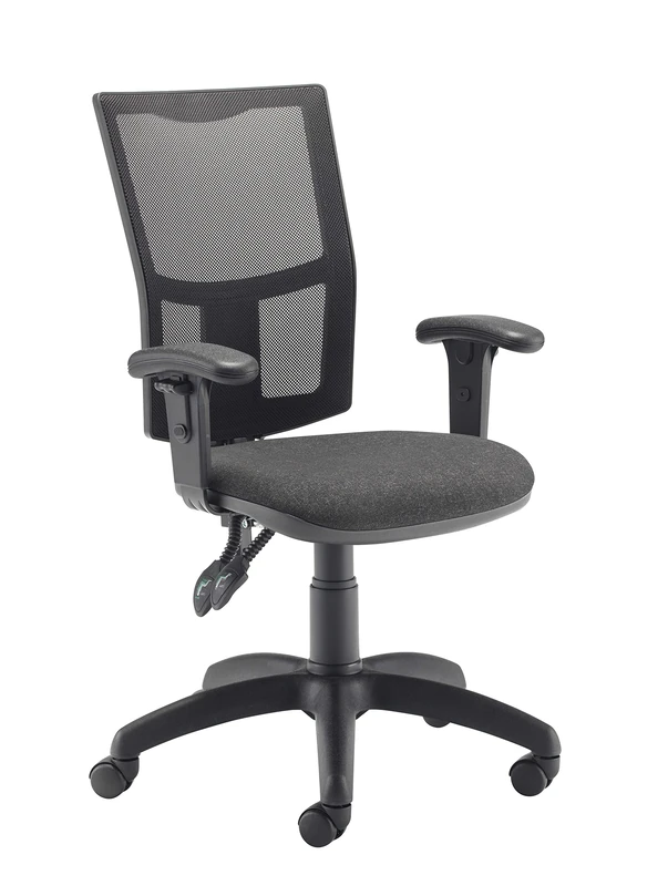 Office Hippo Mesh Back Desk Chair, Ergonomic Home & Office Chair With Height Adjustable Seat & Arms, Lumbar Support For Extra Comfort, Computer Chair For Daily Use - Charcoal