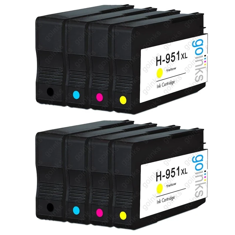 Go Inks 2 Set of 4 Ink Cartridges to replace HP 950 & 951 (XL Capacity) Compatible/non-OEM for HP Photosmart Printers (8 Inks)