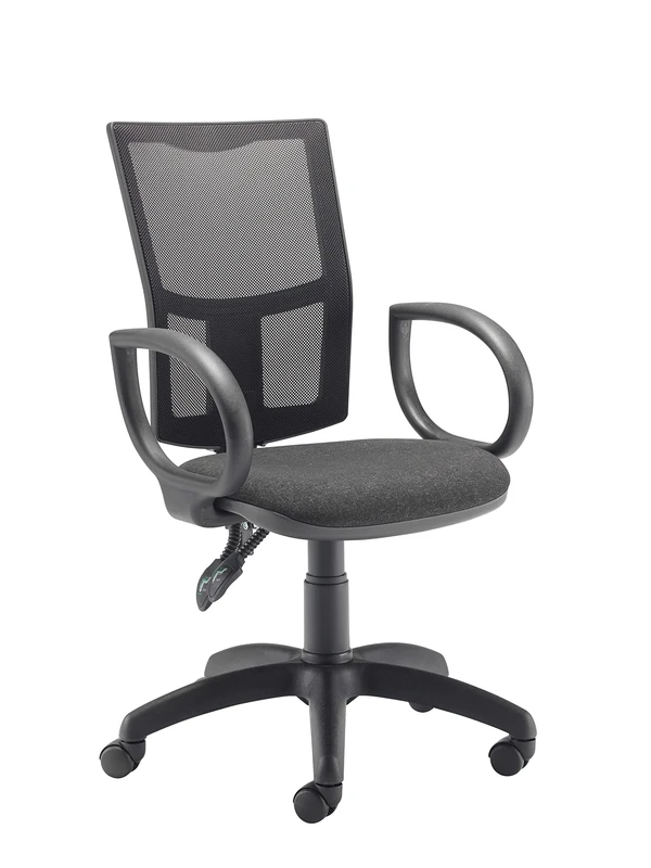 Office Hippo Mesh Back Desk Chair, Ergonomic Home & Office Chair With Height Adjustable Seat, Fixed Arms & Lumbar Support For Extra Comfort, Computer Chair For Daily Use - Charcoal