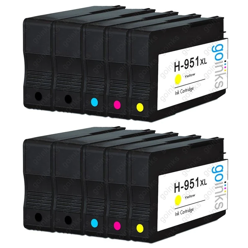 Go Inks 2 Set of 4 + Extra Black Ink Cartridges to replace HP 950 & 951 (XL Capacity) Compatible/non-OEM for HP Photosmart Printers (10 Inks)