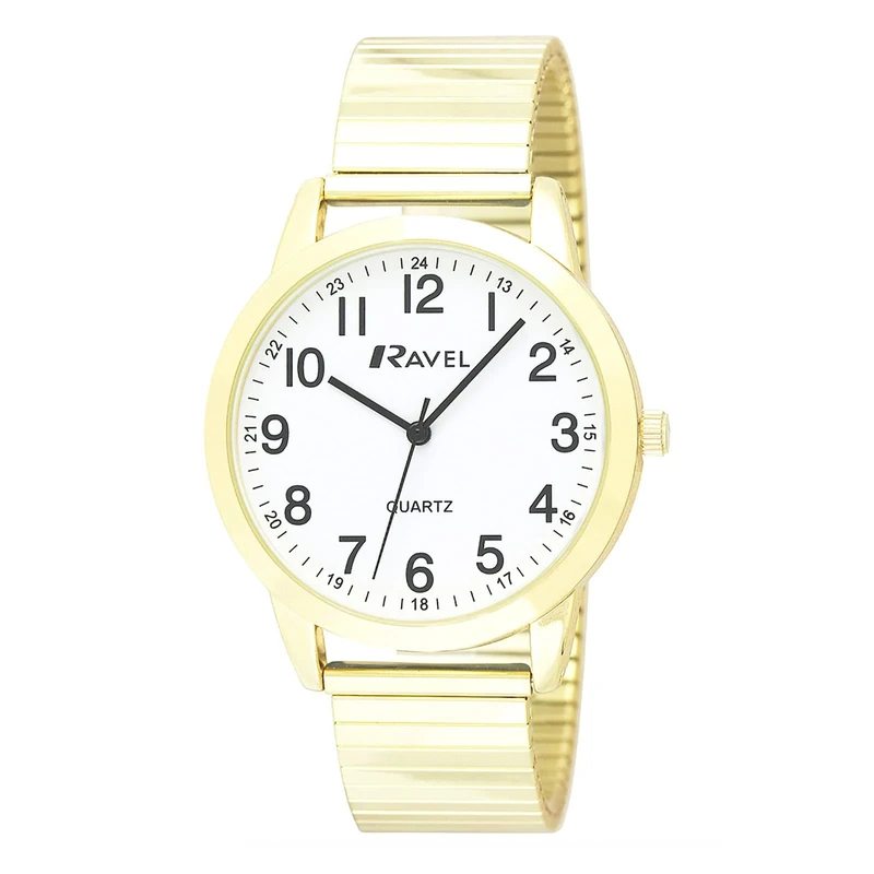 Ravel - Womens Everyday Quartz Watch with Dotted Minute Track on Gold Toned Stainless Steel Expander Bracelet (27mm case) - R0232.22.2 - Gold Tone