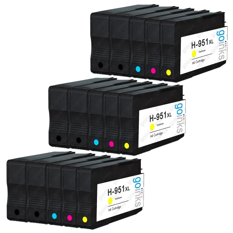 Go Inks 3 Set of 4 + Extra Black Ink Cartridges to replace HP 950 & 951 (XL Capacity) Compatible/non-OEM for HP Photosmart Printers (15 Inks)