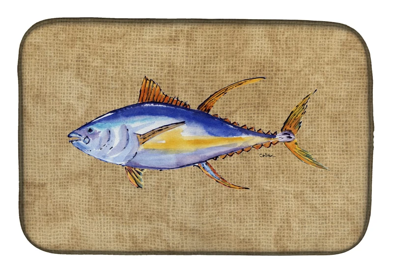 Caroline's Treasures 8817DDM Tuna Fish Dish Drying Mat, 14" x 21", Multicolor