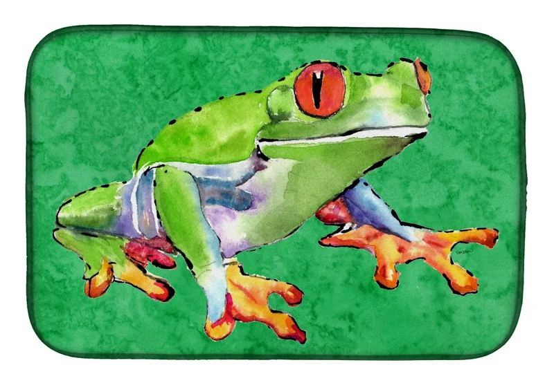 Caroline's Treasures 8688DDM Frog Dish Drying Mat, 14" x 21", Multicolor